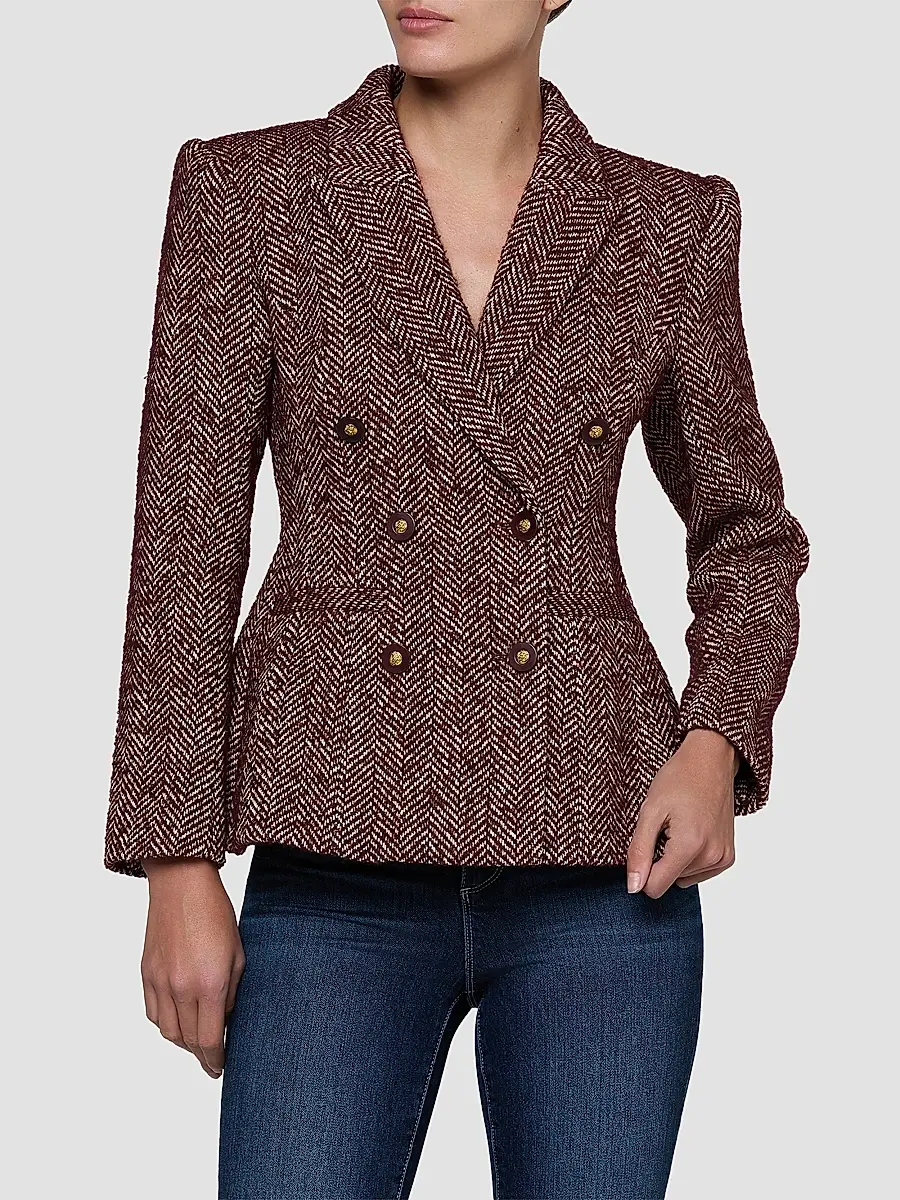 L'Agence Women's Karima Herringbone Cinched Blazer | Thumbnail 4