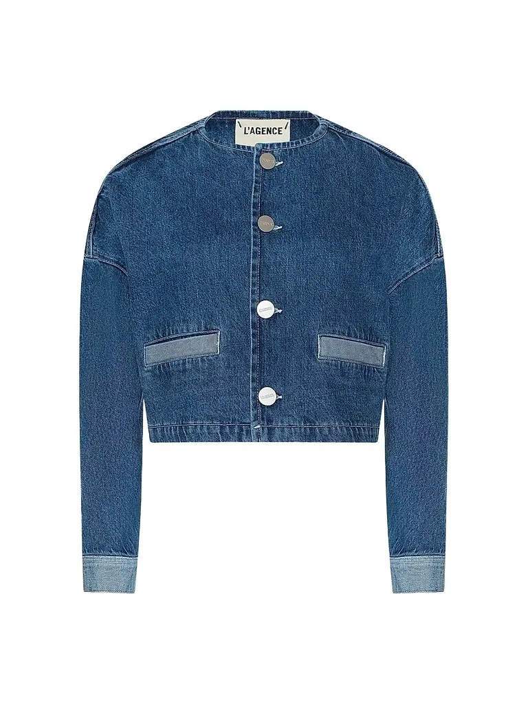 L'Agence Women's Verona Collarless Denim Jacket