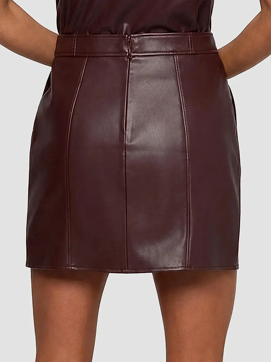 L'Agence Women's Nolina Faux Leather Button-Tab Mini Skirt | Thumbnail 3 L'Agence Women's Nolina Faux Leather Button-Tab Mini Skirt | Thumbnail 3