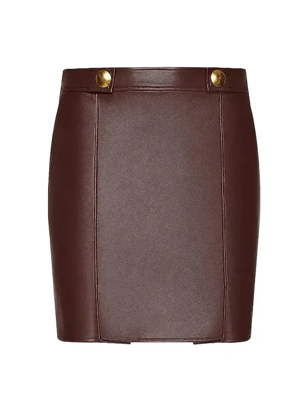 L'Agence Women's Nolina Faux Leather Button-Tab Mini Skirt