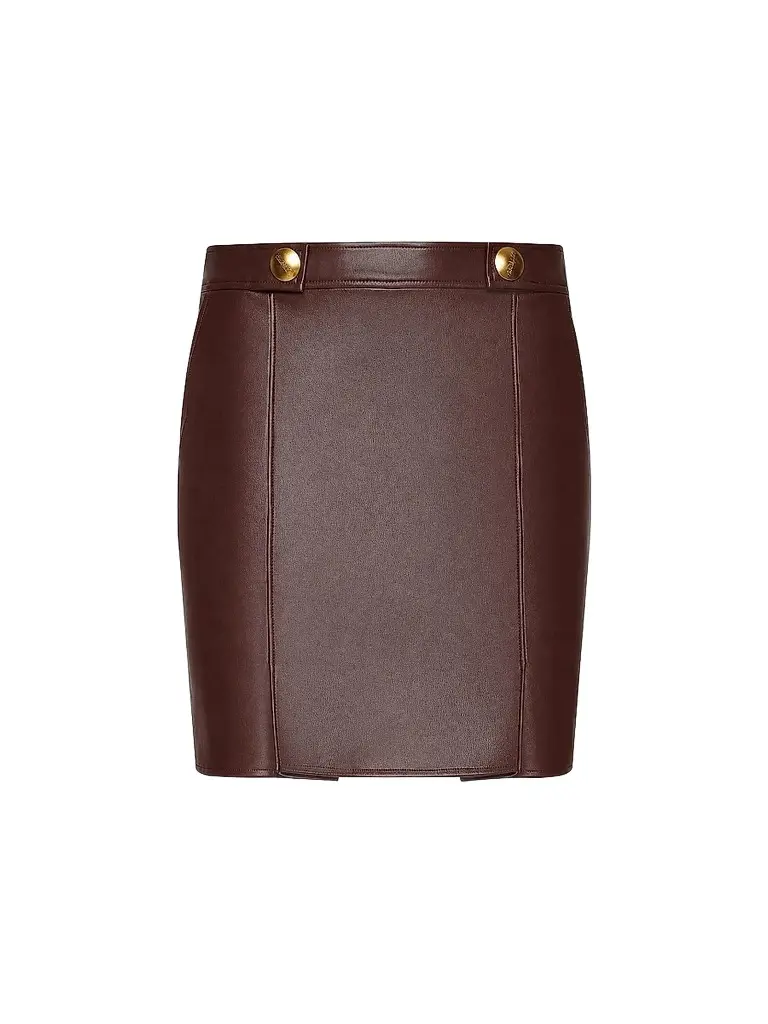 L'Agence Women's Nolina Faux Leather Button-Tab Mini Skirt
