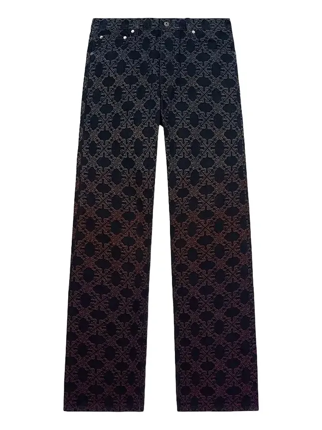Off-White Men's Arrow Monogram Jacquard Relaxed Jeans