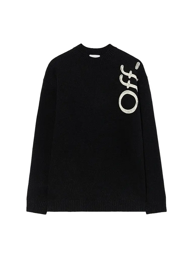Off-White Men's Vertical Bookish Knit Crewneck Sweater | Image 1 Off-White Men's Vertical Bookish Knit Crewneck Sweater | Image 1