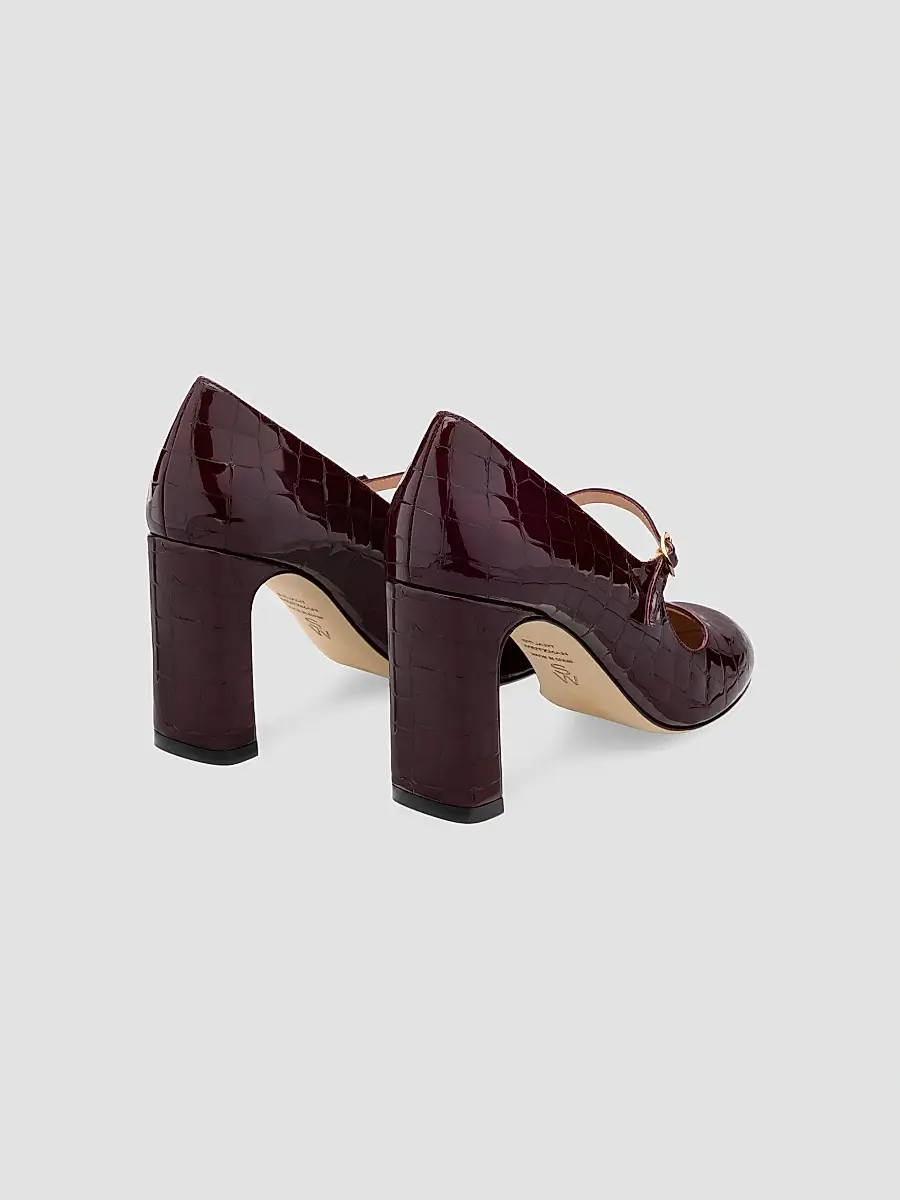 Stuart Weitzman Women's Babette 85MM Croc-Embossed Patent Leather Mary Janes - Boy'senberry | Thumbnail 3 Stuart Weitzman Women's Babette 85MM Croc-Embossed Patent Leather Mary Janes - Boy'senberry | Thumbnail 3