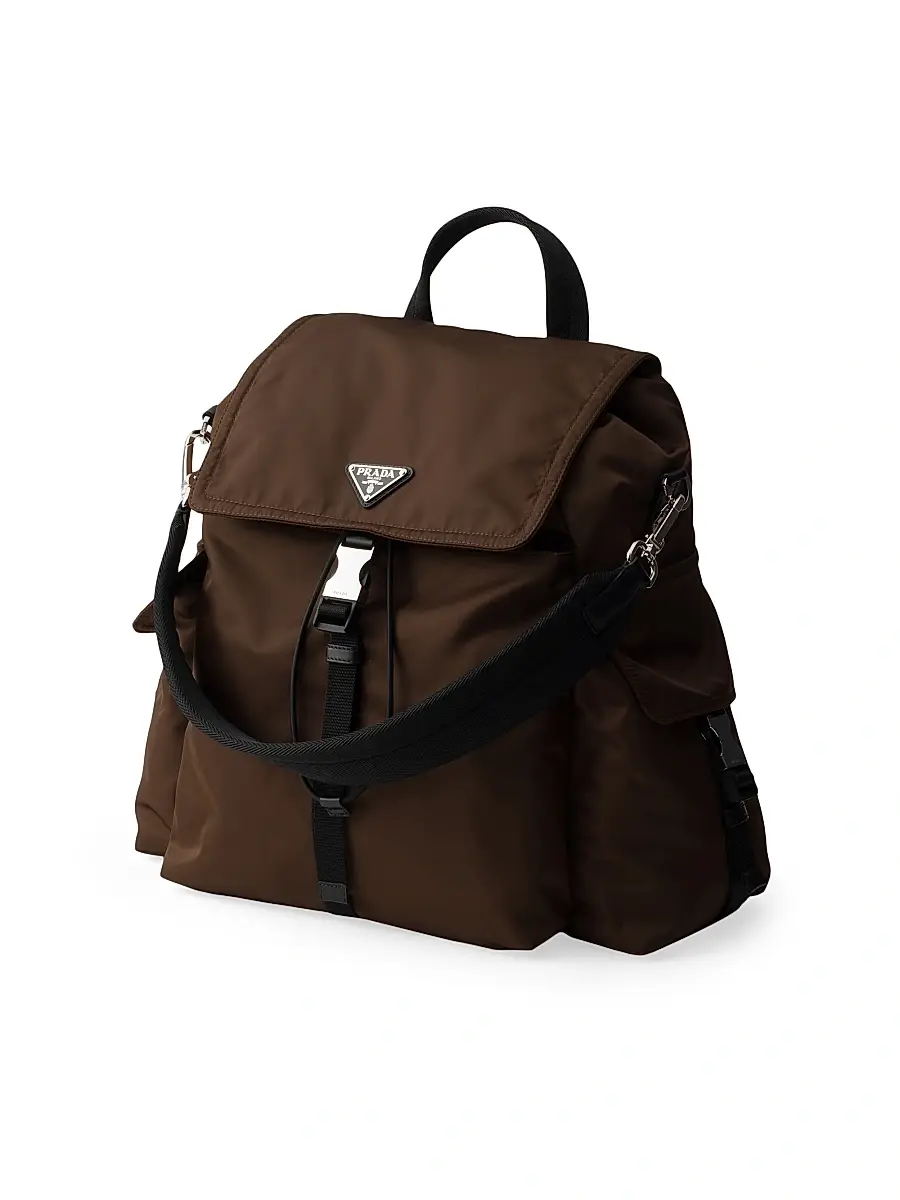 Prada Men's Explore Re-Nylon and Leather Backpack - Brown | Thumbnail 4