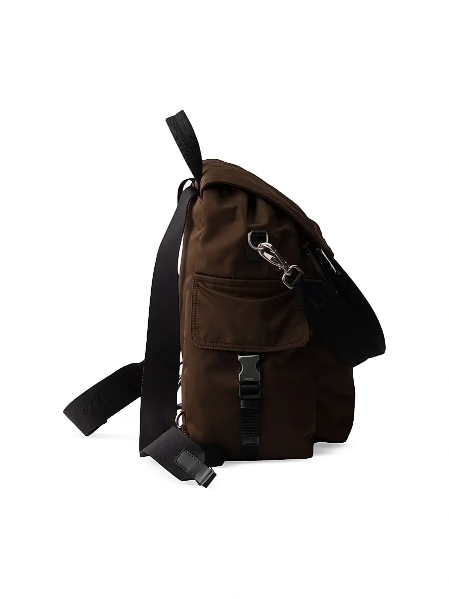 Prada Men's Explore Re-Nylon and Leather Backpack - Brown | Thumbnail 5