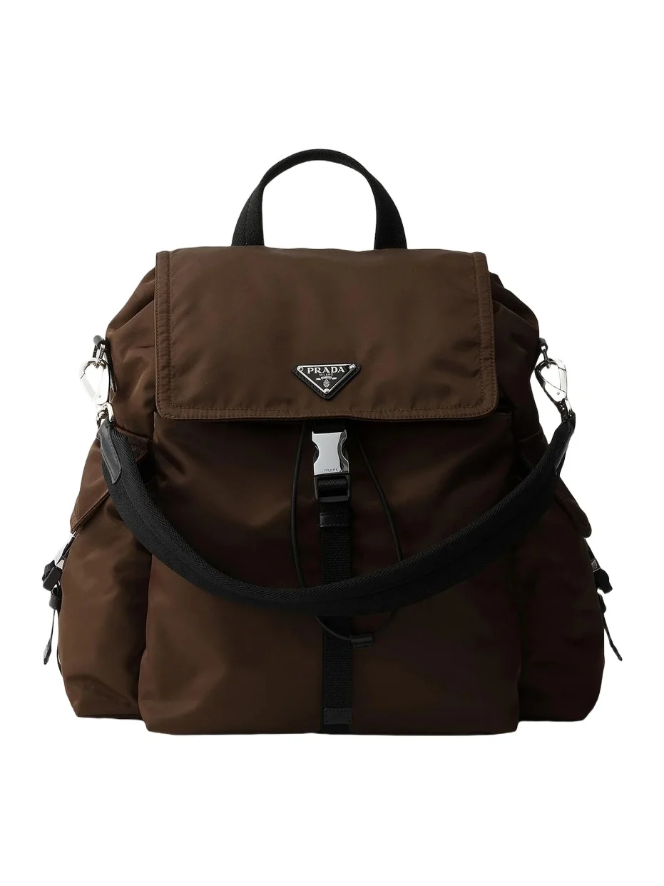 Prada Men's Explore Re-Nylon and Leather Backpack - Brown