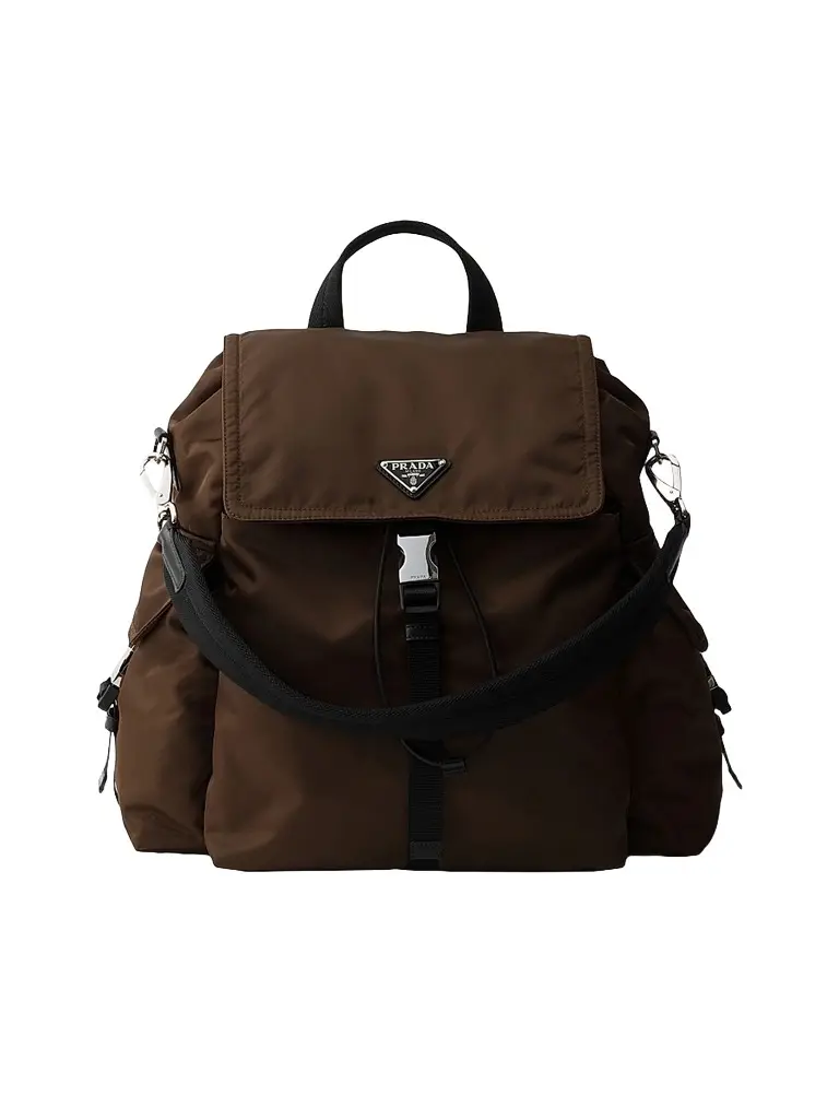 Prada Men's Explore Re-Nylon and Leather Backpack - Brown | Image 1 Prada Men's Explore Re-Nylon and Leather Backpack - Brown | Image 1