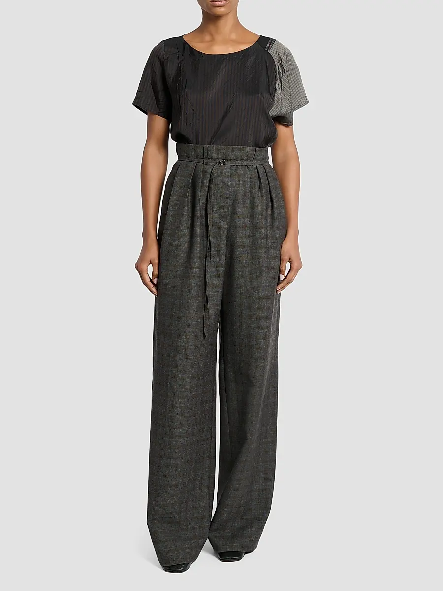 Dries Van Noten Women's Peacha Plaid Wool Pants | Thumbnail 2