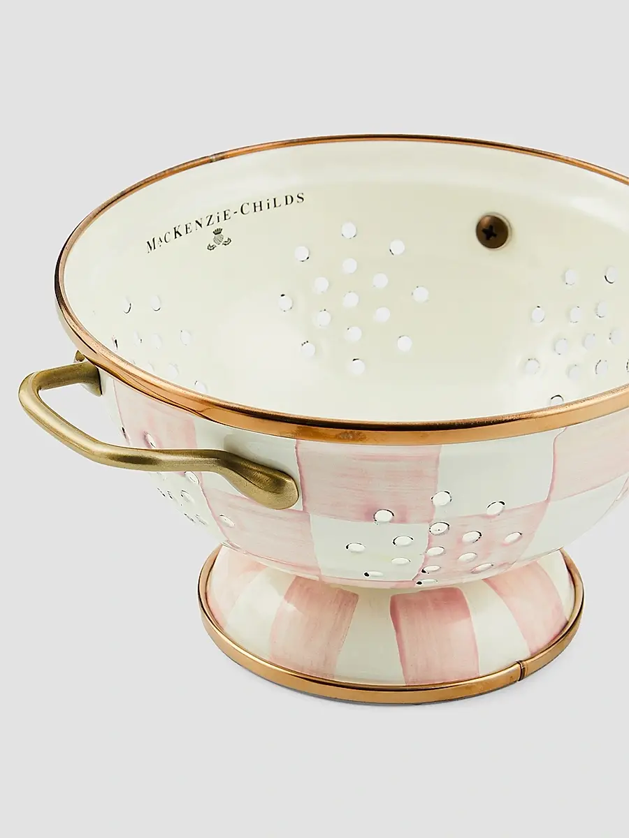 MacKenzie-Childs Rosy Check Enamel Large Colander | Thumbnail 2