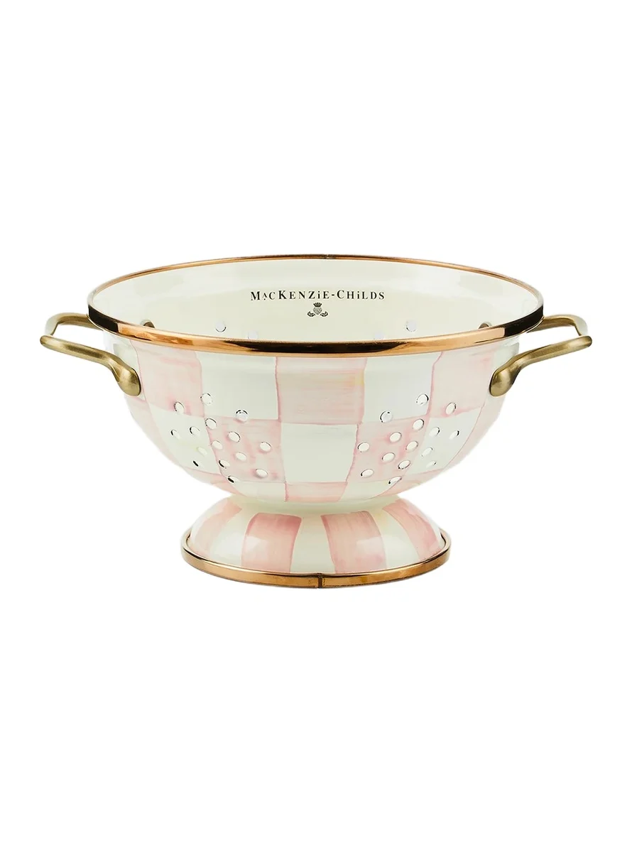 MacKenzie-Childs Rosy Check Enamel Large Colander