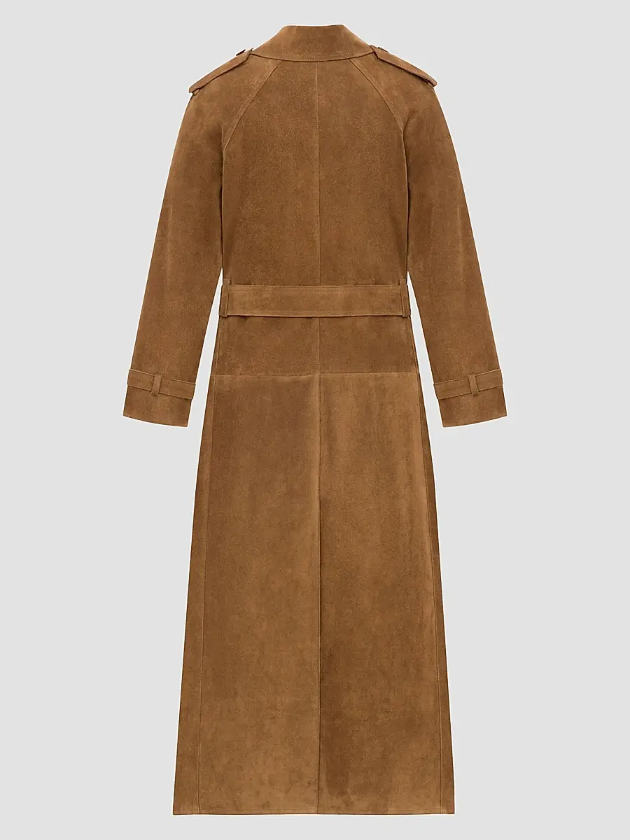Saint Laurent Women's Trench Coat in Suede - Noix | Thumbnail 2 Saint Laurent Women's Trench Coat in Suede - Noix | Thumbnail 2