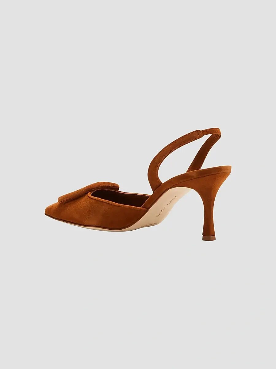 Manolo Blahnik Women's ​Maysli 70MM Suede Slingback Pumps | Thumbnail 2