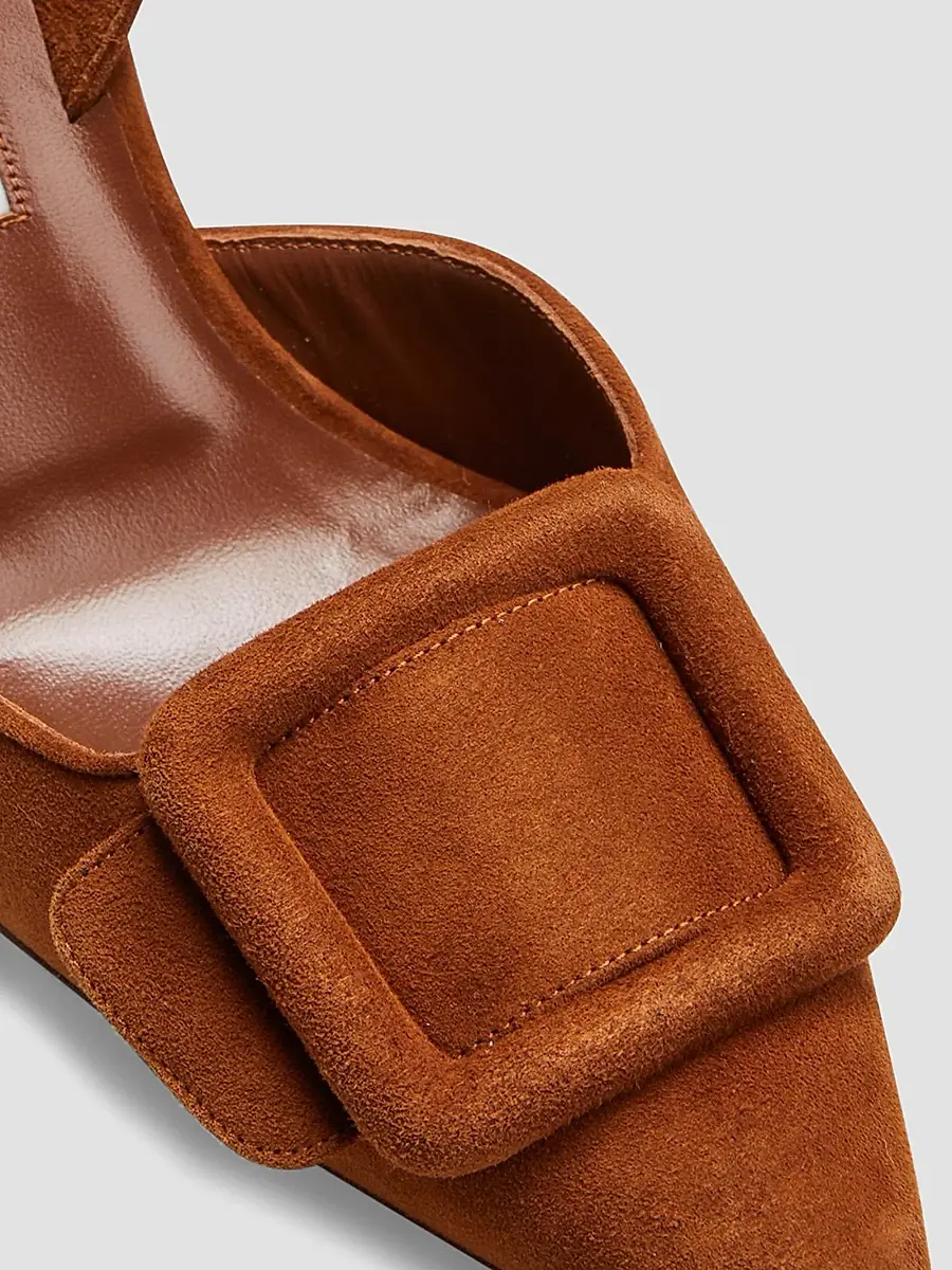 Manolo Blahnik Women's ​Maysli 70MM Suede Slingback Pumps | Thumbnail 3