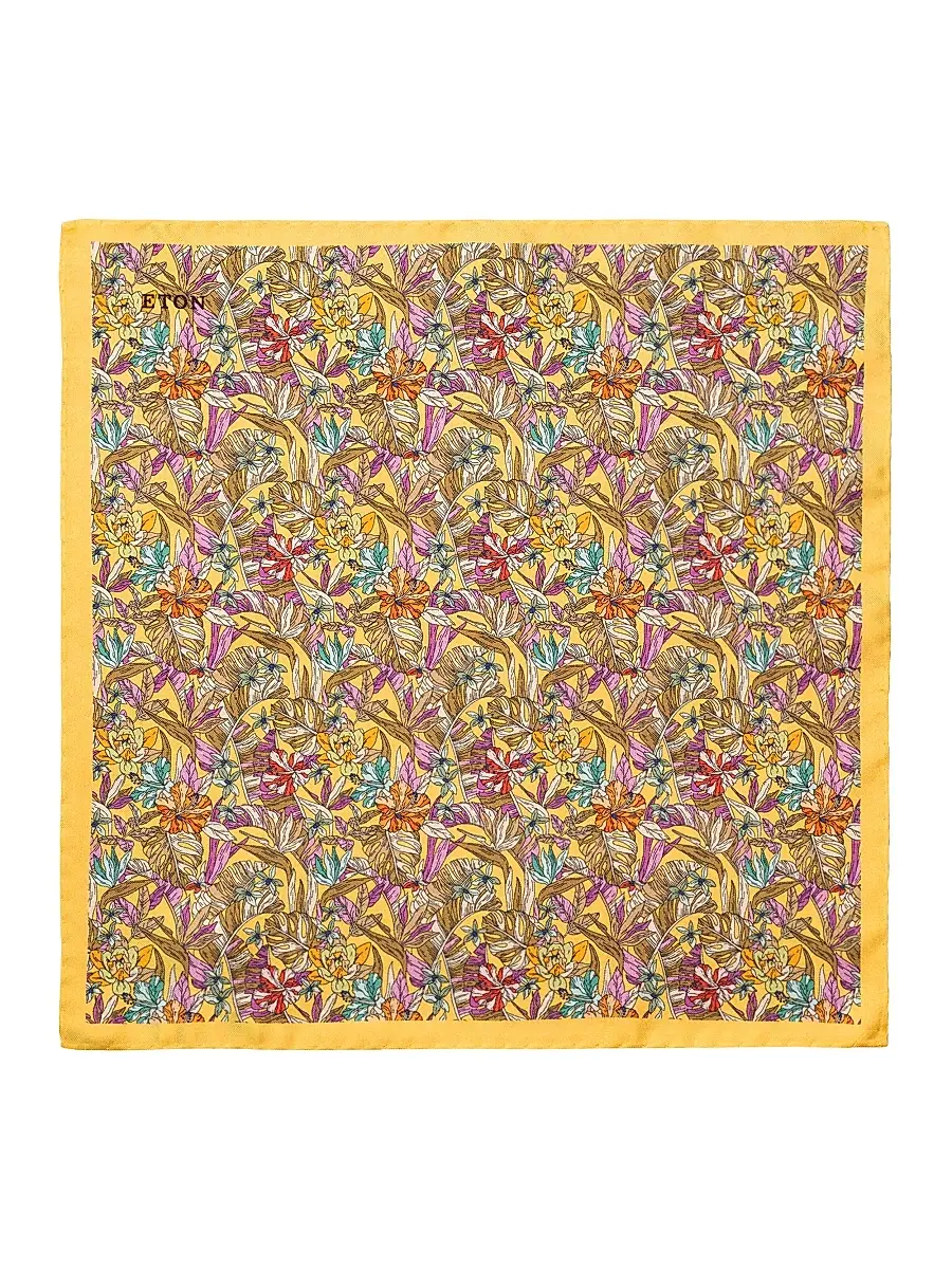 Eton Men's Tropical Floral Silk Pocket Square | Thumbnail 2