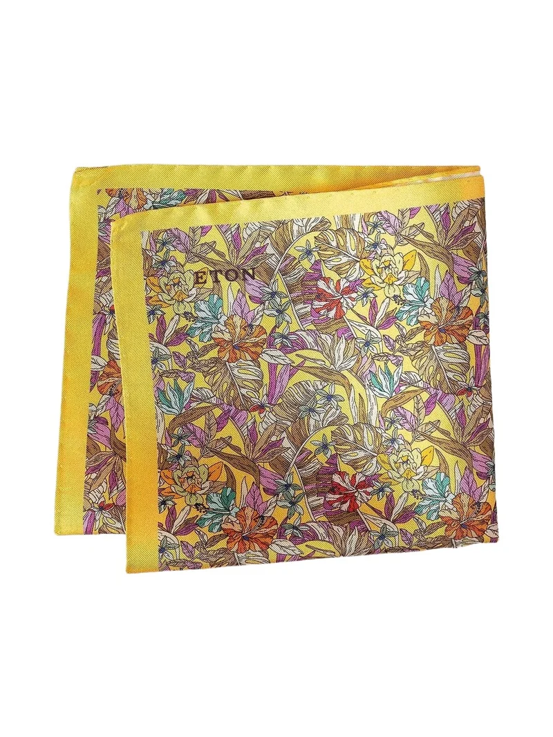 Eton Men's Tropical Floral Silk Pocket Square