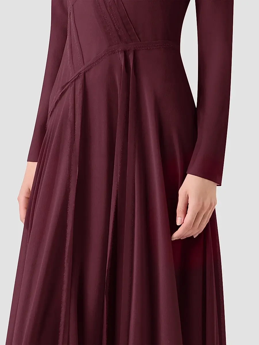 Akris Women's Silk Asymmetric V-Neck Midi-Dress | Thumbnail 4 Akris Women's Silk Asymmetric V-Neck Midi-Dress | Thumbnail 4