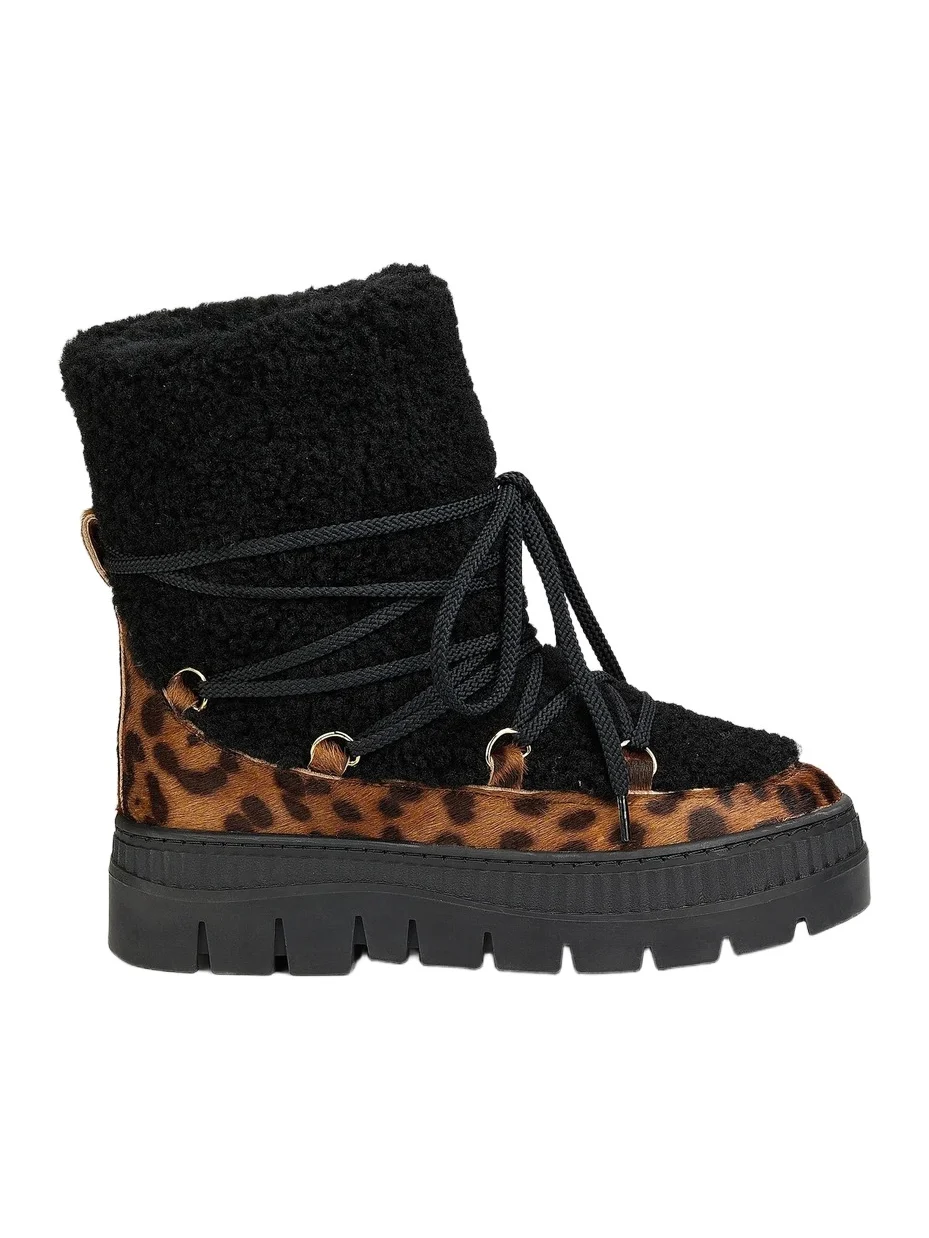 Pollini Women's Lace-Up Shearling Ankle Boots