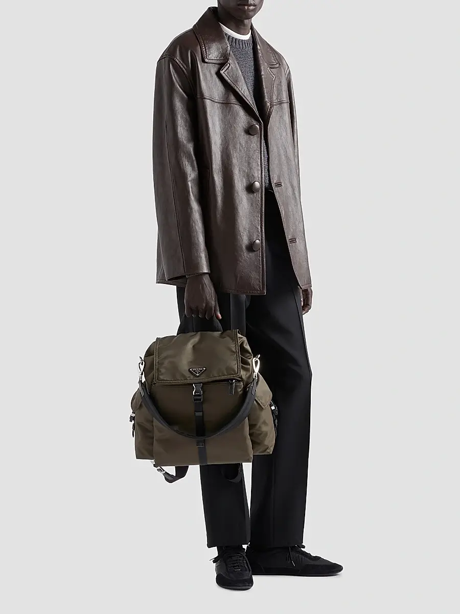 Prada Men's Explore Re-Nylon and Leather Backpack - Green | Thumbnail 2 Prada Men's Explore Re-Nylon and Leather Backpack - Green | Thumbnail 2