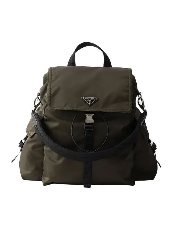 Men's Explore Re-Nylon and Leather Backpack - Green