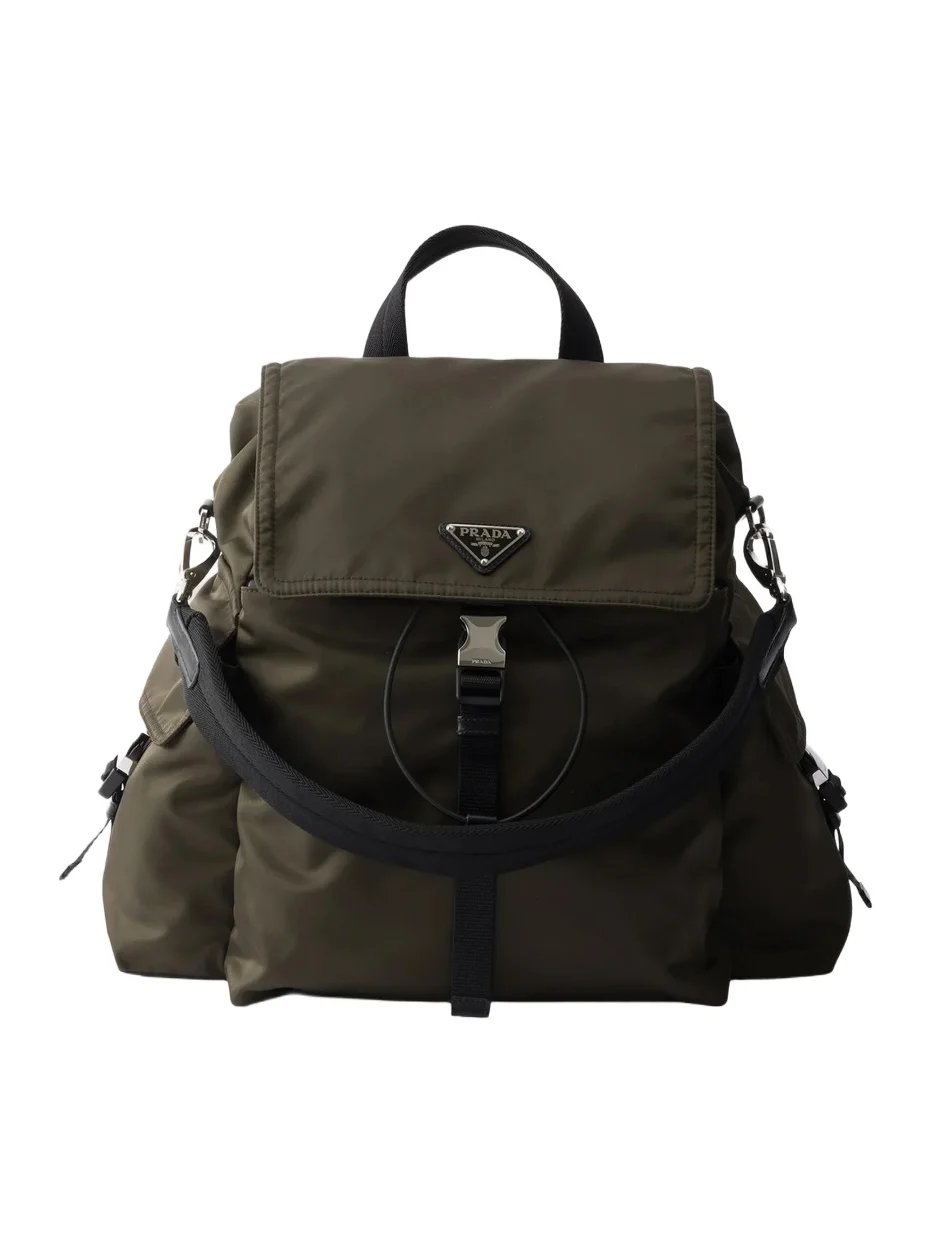 Prada Men's Explore Re-Nylon and Leather Backpack - Green