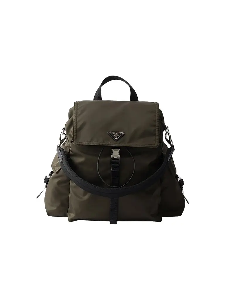 Prada Men's Explore Re-Nylon and Leather Backpack - Green | Image 1 Prada Men's Explore Re-Nylon and Leather Backpack - Green | Image 1