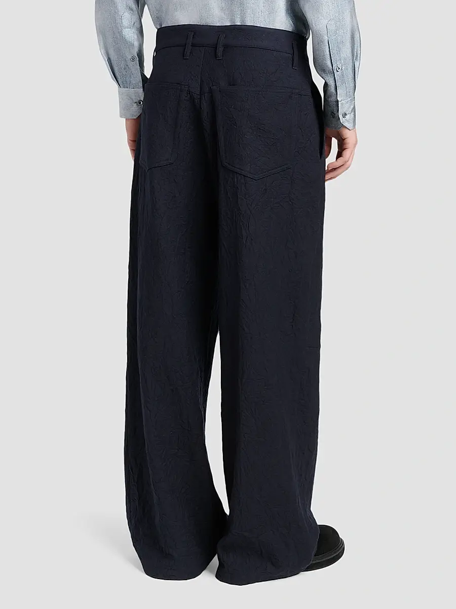 Giorgio Armani Men's Virgin Wool Single Pleat Trousers | Thumbnail 3