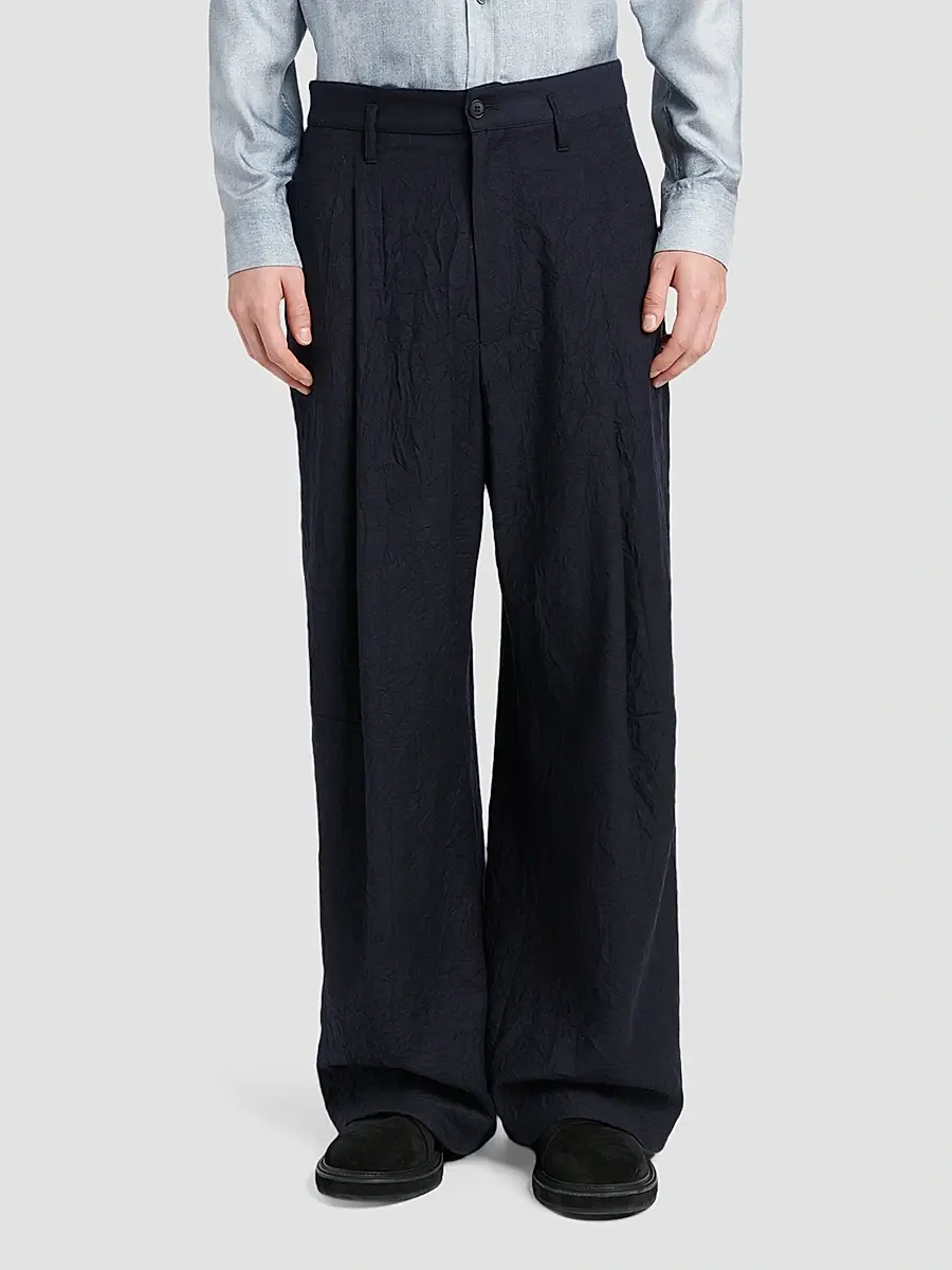 Giorgio Armani Men's Virgin Wool Single Pleat Trousers | Thumbnail 4