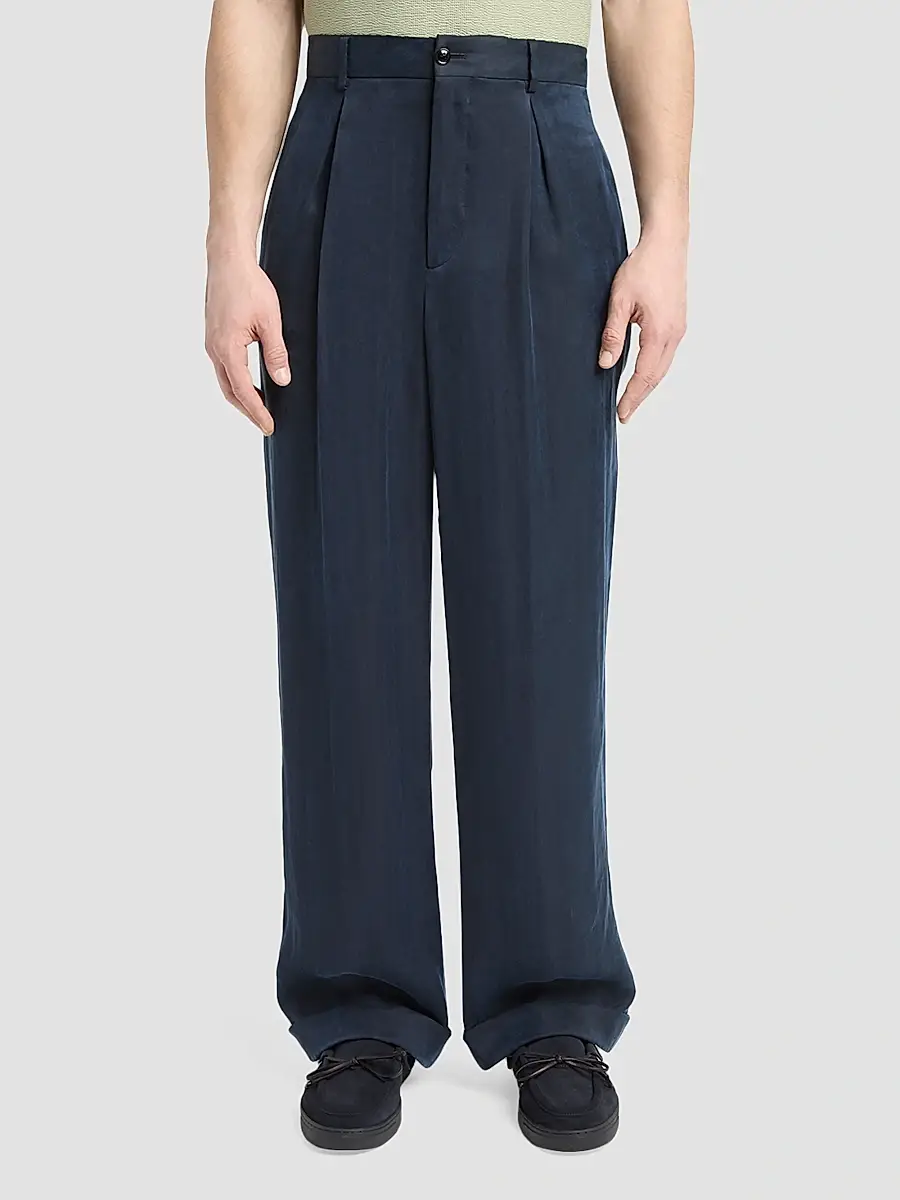 Giorgio Armani Men's Virgin Wool Pleated Trousers | Thumbnail 4 Giorgio Armani Men's Virgin Wool Pleated Trousers | Thumbnail 4