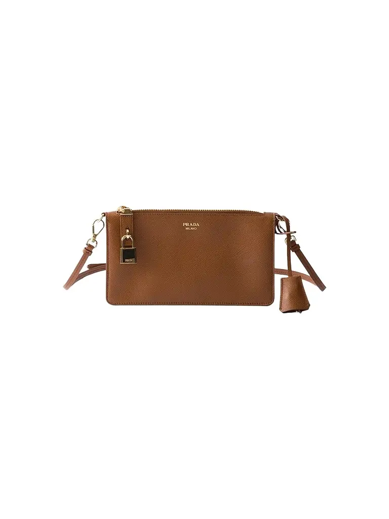 Prada Women's Saffiano Leather Smartphone Pouch - Brown | Image 1 Prada Women's Saffiano Leather Smartphone Pouch - Brown | Image 1