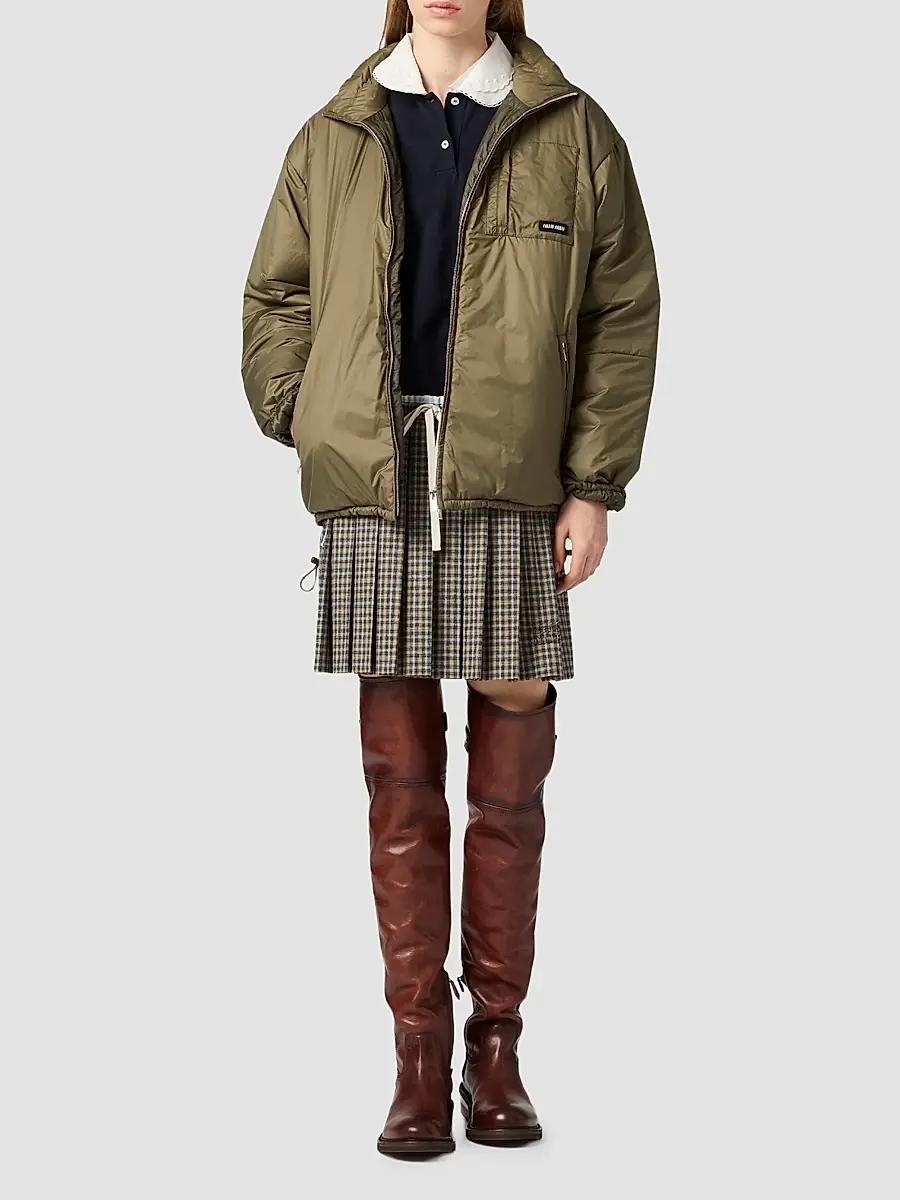 Miu Miu Women's Medium-Weight Ripstop Down Coat | Thumbnail 2 Miu Miu Women's Medium-Weight Ripstop Down Coat | Thumbnail 2