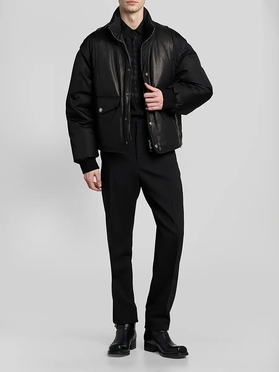 Versace Men's Layered Stand-Collar Down Jacket | Thumbnail 2 Versace Men's Layered Stand-Collar Down Jacket | Thumbnail 2