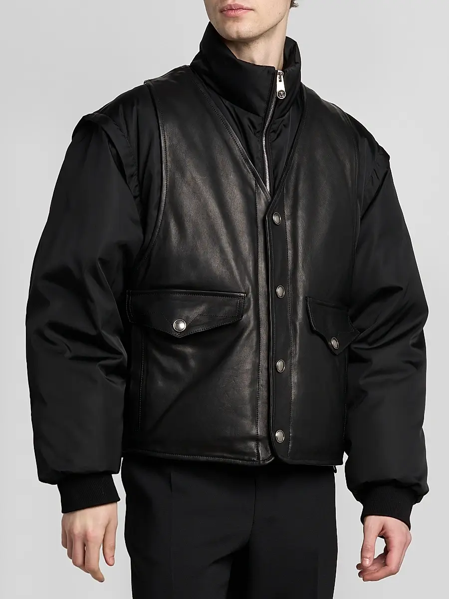 Versace Men's Layered Stand-Collar Down Jacket | Thumbnail 4 Versace Men's Layered Stand-Collar Down Jacket | Thumbnail 4