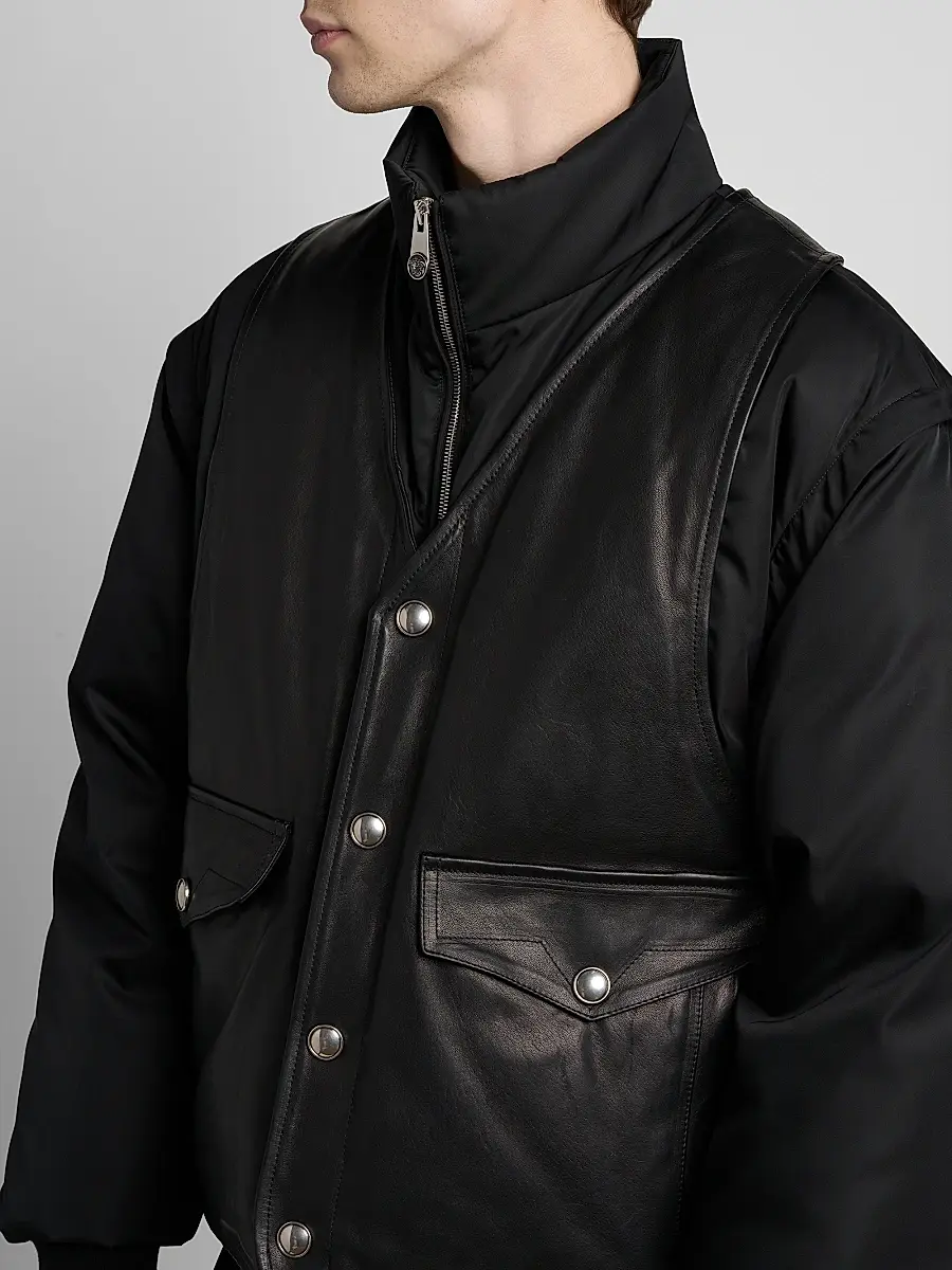 Versace Men's Layered Stand-Collar Down Jacket | Thumbnail 5 Versace Men's Layered Stand-Collar Down Jacket | Thumbnail 5