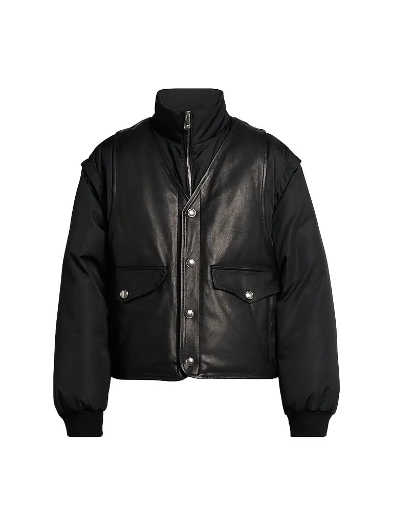 Versace Men's Layered Stand-Collar Down Jacket - Black - Size 44 | Image 1 Versace Men's Layered Stand-Collar Down Jacket - Black - Size 44 | Image 1