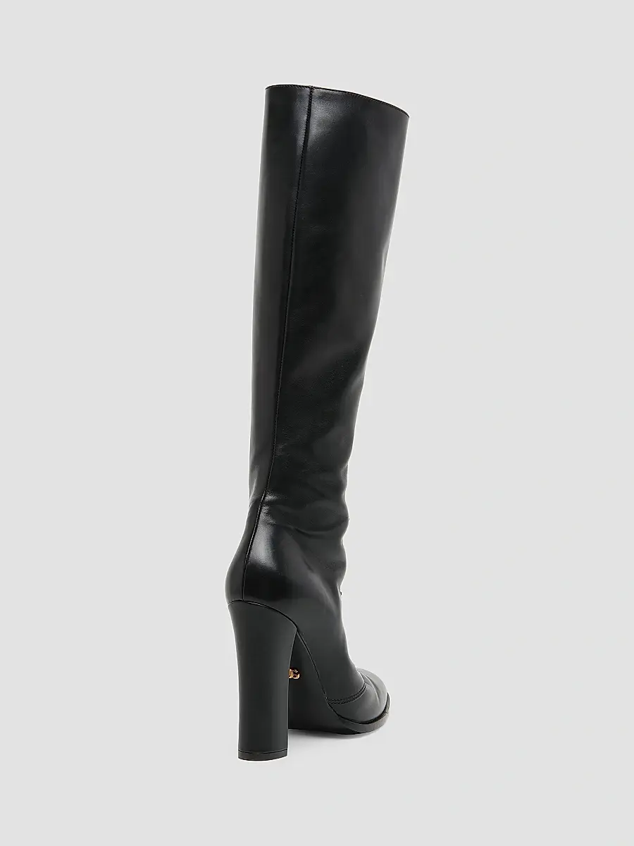 Dolce & Gabbana Women's Round Toe 90MM Leather Knee-High Boots | Thumbnail 4 Dolce & Gabbana Women's Round Toe 90MM Leather Knee-High Boots | Thumbnail 4