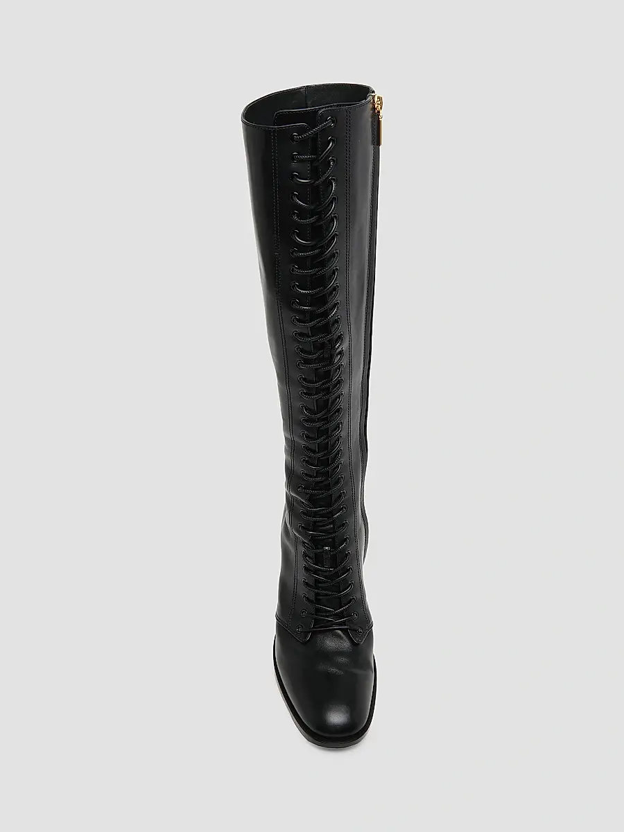 Dolce & Gabbana Women's Round Toe 90MM Leather Knee-High Boots | Thumbnail 5 Dolce & Gabbana Women's Round Toe 90MM Leather Knee-High Boots | Thumbnail 5