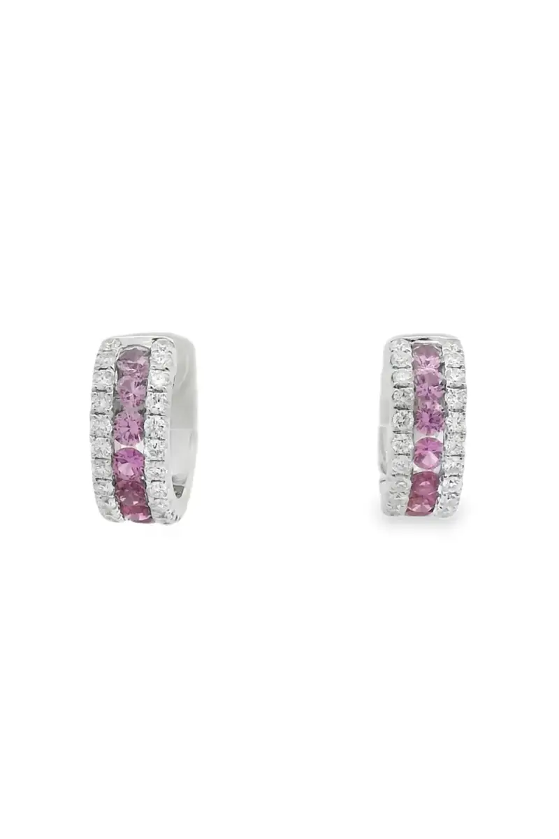 LISA NIK Pink Sapphire Diamond Ombre Hoop Earrings | Image 1 LISA NIK Pink Sapphire Diamond Ombre Hoop Earrings | Image 1