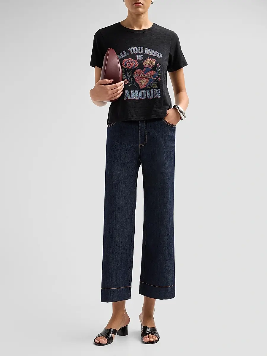 Cinq à Sept Women's All You Need Is Amour Shrunken Band T-Shirt | Thumbnail 2 Cinq à Sept Women's All You Need Is Amour Shrunken Band T-Shirt | Thumbnail 2