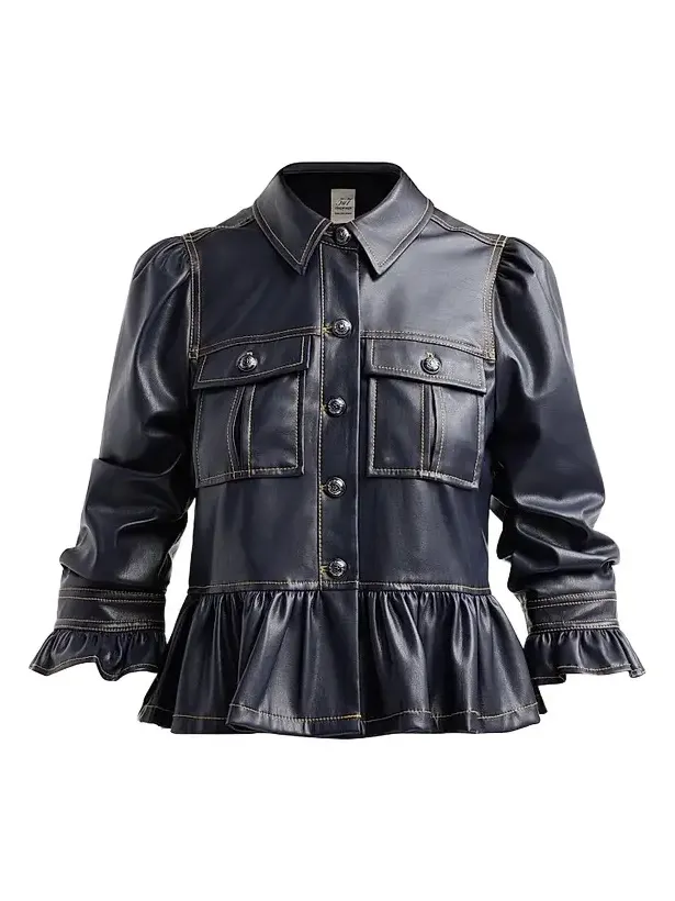 Women's Delanie Ruffled Faux-Leather Jacket Women's Delanie Ruffled Faux-Leather Jacket