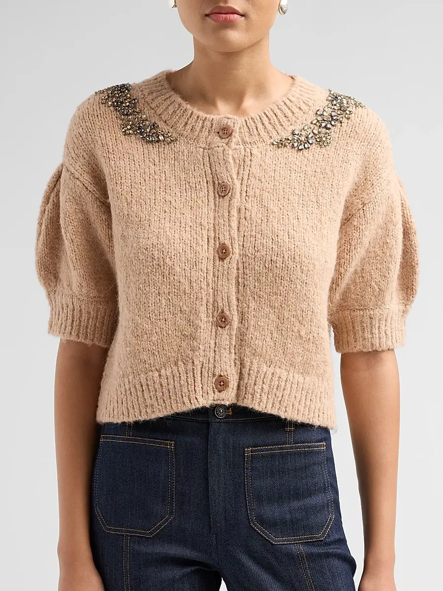Cinq à Sept Women's Millicent Crystal-Lace Alpaca-Blend Cardigan | Thumbnail 5 Cinq à Sept Women's Millicent Crystal-Lace Alpaca-Blend Cardigan | Thumbnail 5