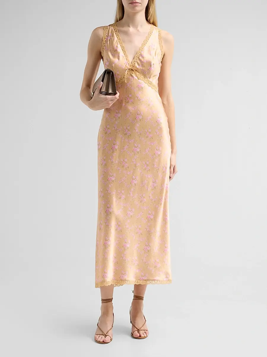 LoveShackFancy Women's Nirelle Floral Silk-Blend Midi Dress | Thumbnail 2