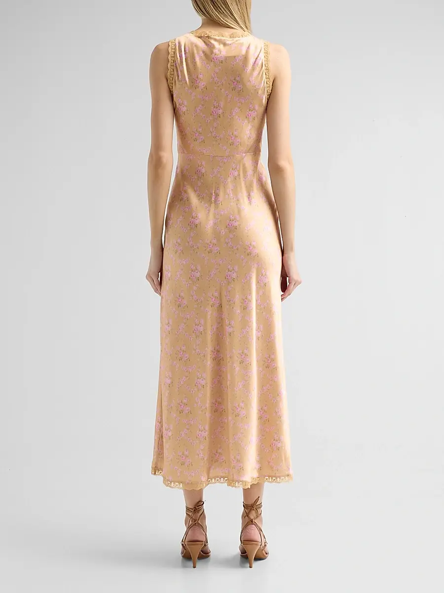 LoveShackFancy Women's Nirelle Floral Silk-Blend Midi Dress | Thumbnail 3