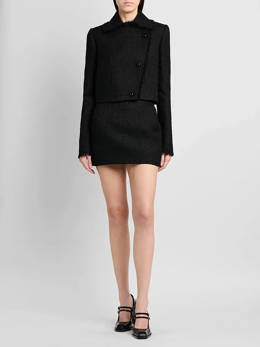 Alexander McQueen Women's Crop Wool-Mohair Tweed Jacket | Thumbnail 2 Alexander McQueen Women's Crop Wool-Mohair Tweed Jacket | Thumbnail 2