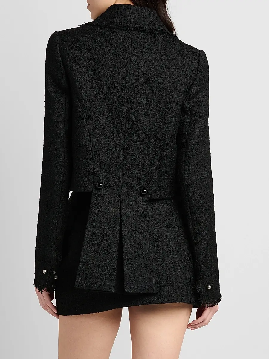 Alexander McQueen Women's Crop Wool-Mohair Tweed Jacket | Thumbnail 3 Alexander McQueen Women's Crop Wool-Mohair Tweed Jacket | Thumbnail 3
