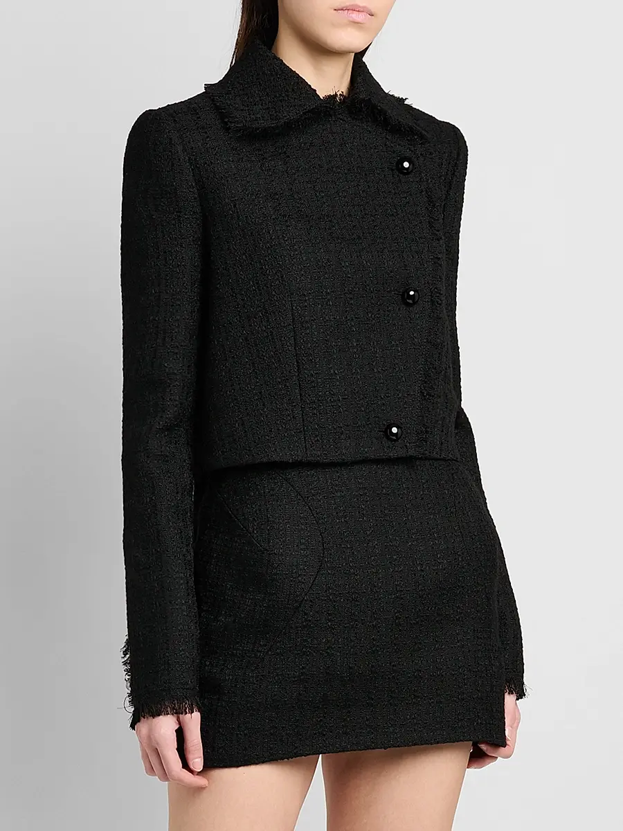 Alexander McQueen Women's Crop Wool-Mohair Tweed Jacket | Thumbnail 4 Alexander McQueen Women's Crop Wool-Mohair Tweed Jacket | Thumbnail 4