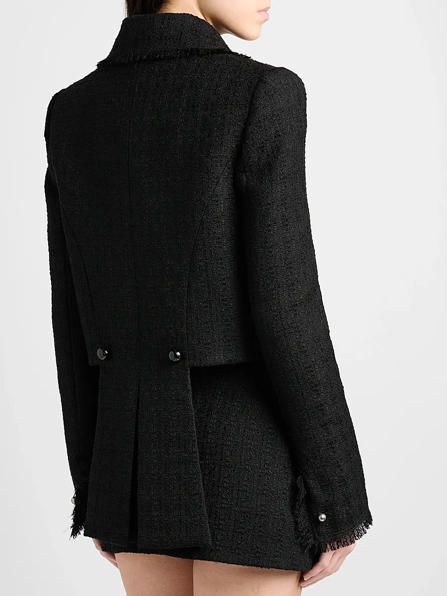 Alexander McQueen Women's Crop Wool-Mohair Tweed Jacket | Thumbnail 5 Alexander McQueen Women's Crop Wool-Mohair Tweed Jacket | Thumbnail 5