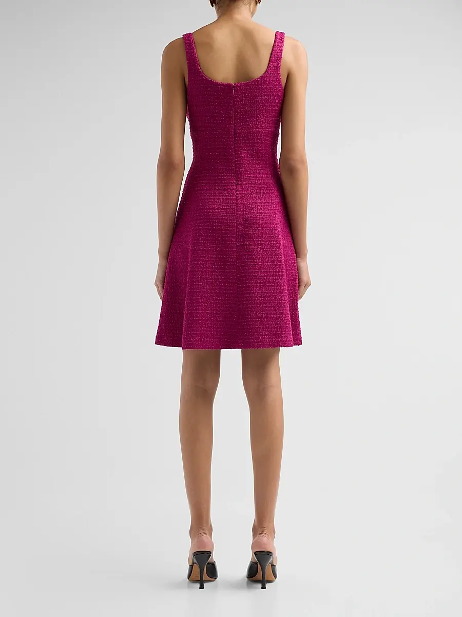 Teri Jon by Rickie Freeman 3D Flower Appliqué Bouclé Tweed A-Line Mini Dress | Thumbnail 3 Teri Jon by Rickie Freeman 3D Flower Appliqué Bouclé Tweed A-Line Mini Dress | Thumbnail 3