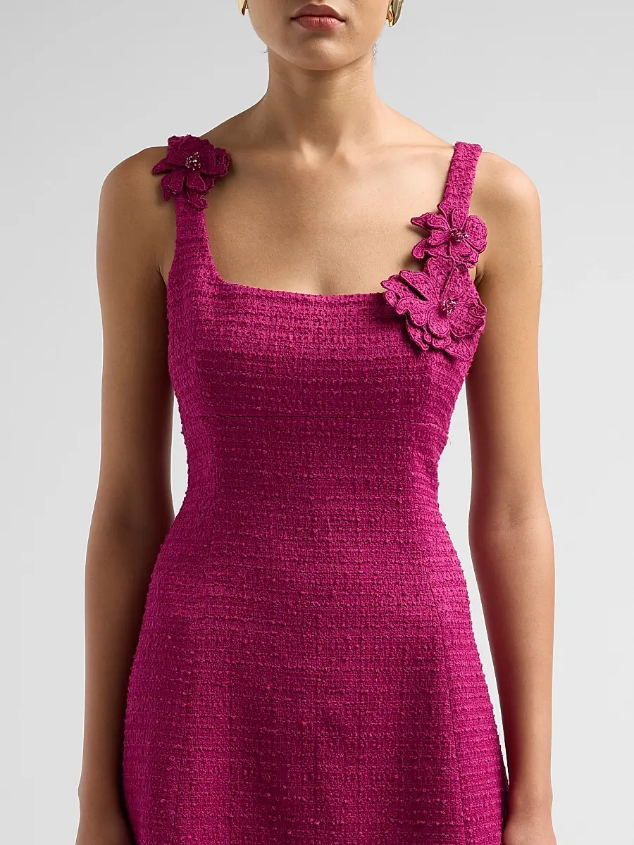 Teri Jon by Rickie Freeman 3D Flower Appliqué Bouclé Tweed A-Line Mini Dress | Thumbnail 5 Teri Jon by Rickie Freeman 3D Flower Appliqué Bouclé Tweed A-Line Mini Dress | Thumbnail 5