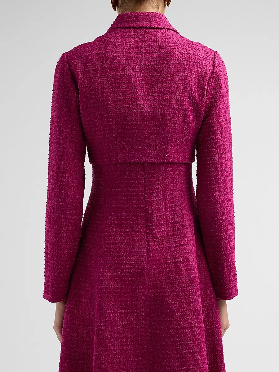 Teri Jon by Rickie Freeman Women's 3D Flower Appliqué Bouclé Cropped Jacket | Thumbnail 3